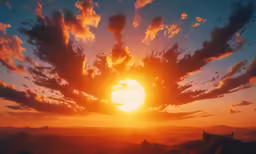 a large sun surrounded by some clouds