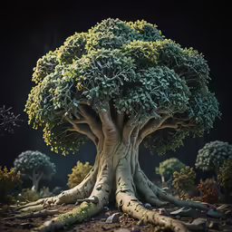 a very old tree has grown and twisted in to it