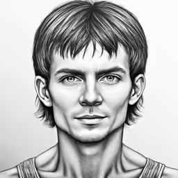 a drawing of a man with a long hair wearing a tank top