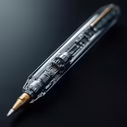 a fountain pen sitting on a black surface