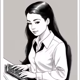 an illustration of a woman sitting in front of a computer