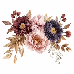 the floral arrangement is created from different colors