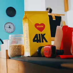 a bag on a table with some stuff in it