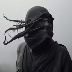 a man with an octopus head mask on
