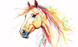 a horse with bright colors is shown in the picture