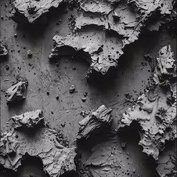 a black and white photo shows an abstract wall with many leaves