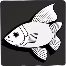 an artistic black and white illustration of a fish