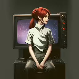 an image of a woman in front of a television
