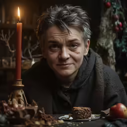a very well - kept looking man holding a candle