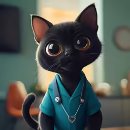 this is a cartoon black cat with a suit on