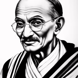 portrait of gandhi i in striped shirt by john scullman