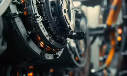 a close - up of gears and wheels on some machinery