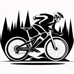 the black and white image shows an image of a cyclist