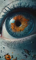 the eye of an animal in a microscope