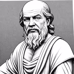 a drawing of an old man wearing a cape and beard