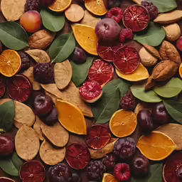 fruit and nutritious leaves lay on the floor