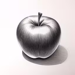 an apple drawn with charcoal and colored pencils,an apple is shown in the shape of a head