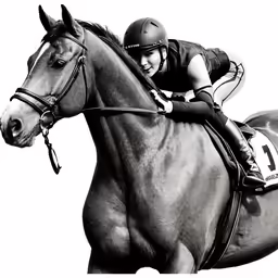 a horse with a person sitting on top of it