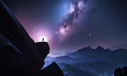 a star field with stars above the mountains