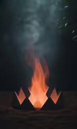four pyramids are lit and set on fire