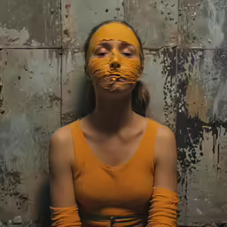 the woman in the mask looks like she is making faces