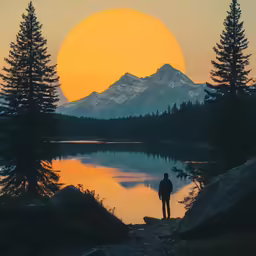 there is a person standing near the water