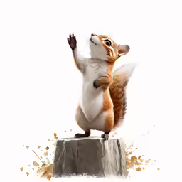 a chipper animal stands on one foot on its hind legs