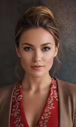 a woman with an intense look on her face