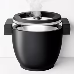 the black and white bathroom has smoke rising out of it