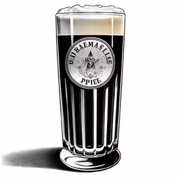 a drawing of a tall glass with an alcoholic drink inside