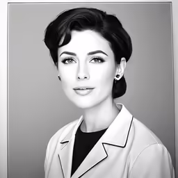 a woman is wearing black and white in this image
