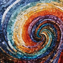 colorful spiral pattern made of various colors of stones