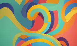 a colorful abstract painting with wavy waves,a very unique abstract painting with bright colors