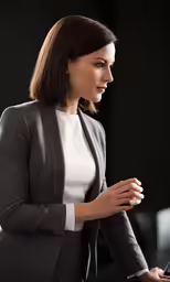 business woman in suit using her cell phone