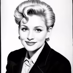 black and white photo of marilyn monroe with large earrings