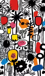a very artistic pattern that has red, blue, yellow and green