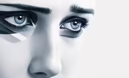 woman with scissors around her eyes in an artistic shot