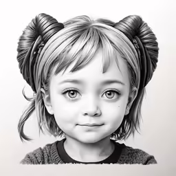 a little girl with large horns and big eyes