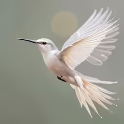 a white bird with wings spread open in the sky