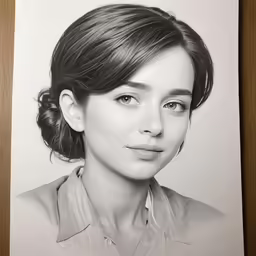 a portrait of a woman on a white paper