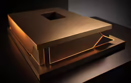 a sleek box with its inner opening opened, featuring an unique gold plate