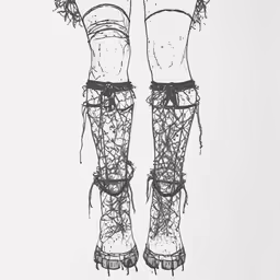 a drawing with high heels and socks