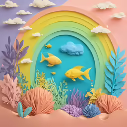 colorful wall with an arch made out of paper