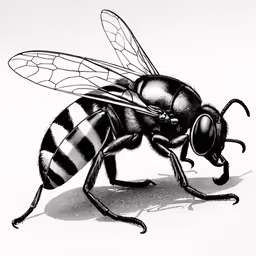 the bee is standing in front of the camera and its legs crossed