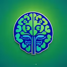 a green background with a blue and white silhouette of a brain,the human brain with green and blue colors