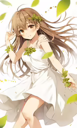 a young girl with long hair and flowers