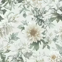 a flowered background with white flowers on green leaves