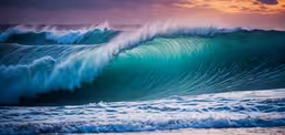 there is a very big wave that is riding the beach,a photo of the ocean with lots of waves