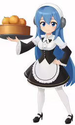 a girl holding a tray with oranges on it