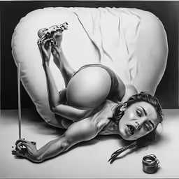 a woman is laying down on the floor